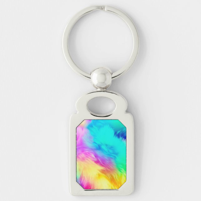 Vivid Rainbow Fluffy Fur Texture-75201 Keychain (Front)