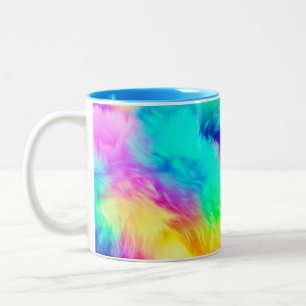 Vivid Rainbow Fluffy Fur Texture-75201 Two-Tone Coffee Mug