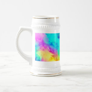 Vivid Rainbow Fluffy Fur Texture Background Design Beer Stein