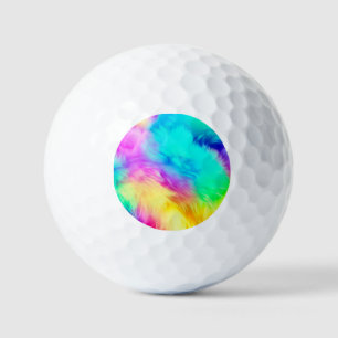 Vivid Rainbow Fluffy Fur Texture Background Design Golf Balls