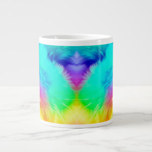 Vivid Rainbow Fluffy Fur Texture Background Design Large Coffee Mug