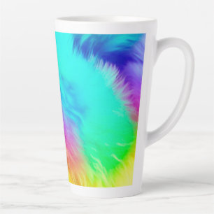 Vivid Rainbow Fluffy Fur Texture Background Design Latte Mug