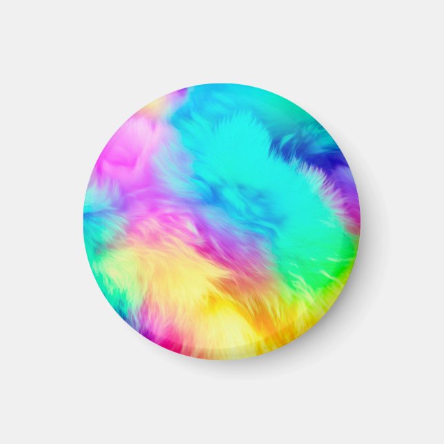 Vivid Rainbow Fluffy Fur Texture Background Design Magnet (Front)