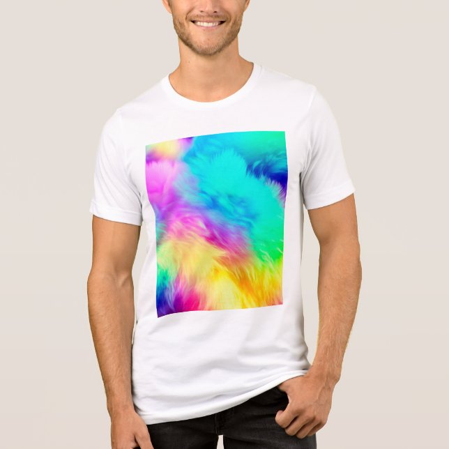 Vivid Rainbow Fluffy Fur Texture Background Design Tri-Blend Shirt (Front)
