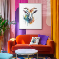 Vivid Rainbow Goat Portrait