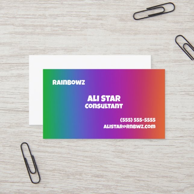 Vivid Rainbow Gradient Business Cards (Front/Back In Situ)