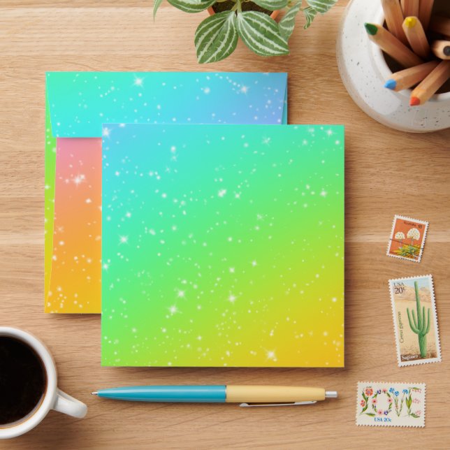 Vivid Rainbow Gradient With Stars Envelope (Desk)