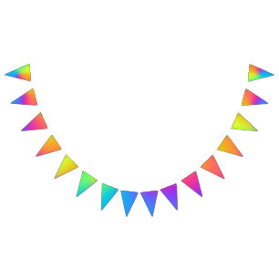 Vivid Rainbow Ombre Birthday Party Bunting Flags