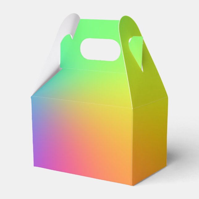 Vivid Rainbow Ombre Birthday Party Favor Box (Front Side)