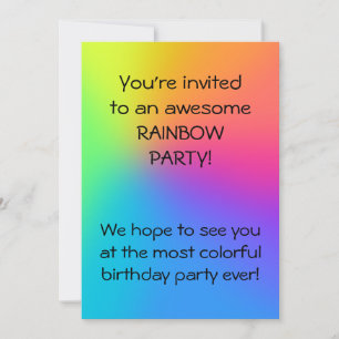 Vivid Rainbow Ombre Birthday Party Invitation