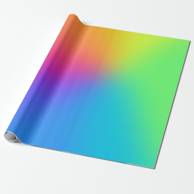 Vivid Rainbow Ombre Birthday Party Wrapping Paper (Unrolled)