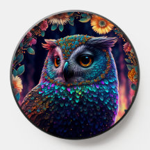 Vivid Rainbow Owl Art Pop Socket
