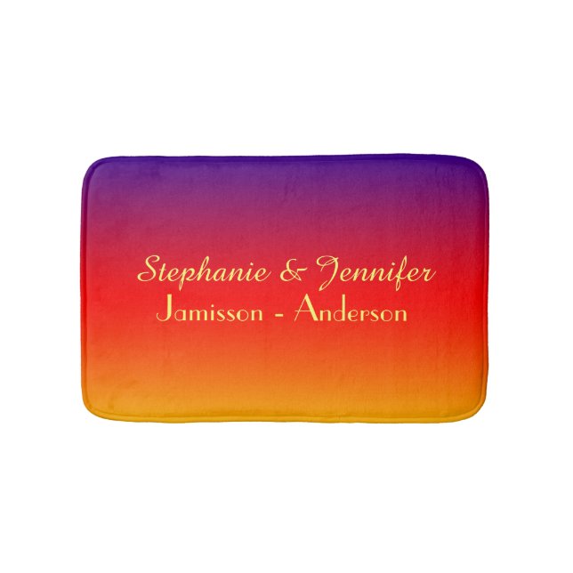 Vivid Rainbow Personalized Name LGBTQ Gay Bath Mat (Front)