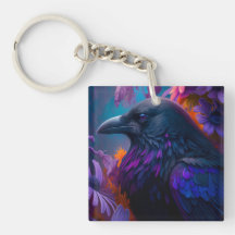 Vivid Rainbow Raven Art Porte - clé