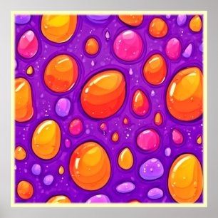 Vivid Raindrop Cartoon Art Poster