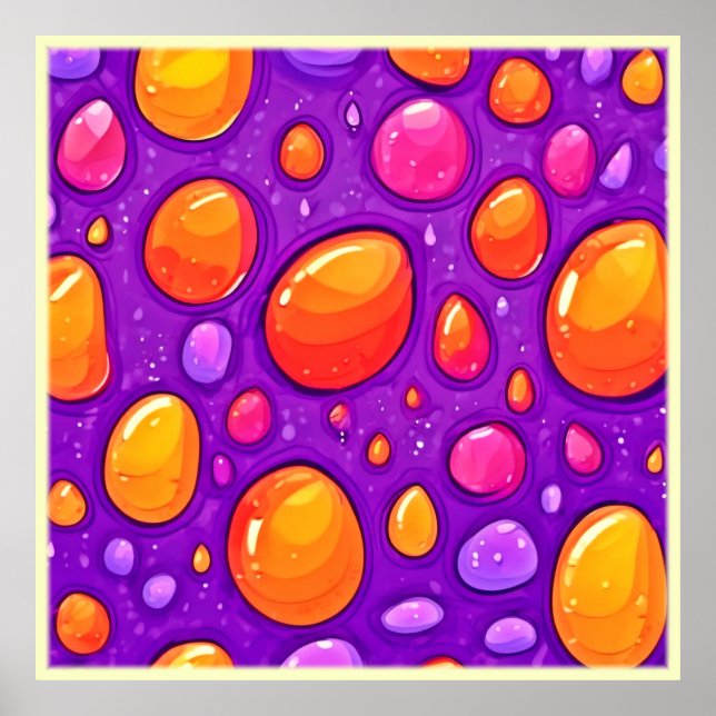Vivid Raindrop Cartoon Art Poster (Front)
