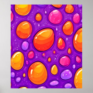 Vivid Raindrop Cartoon Artwork Poster
