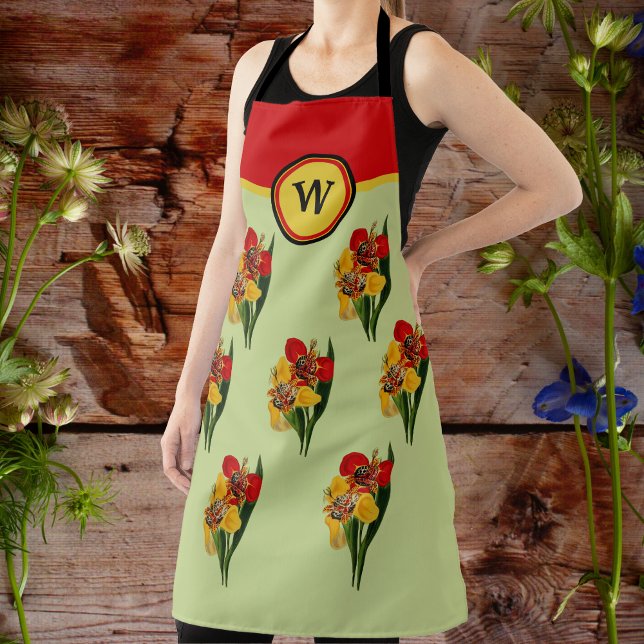 Vivid Red and Gold Lilies with Mint, Red, and Gold Apron (Creator Uploaded)