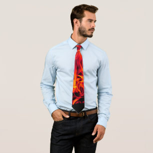 Vivid Red Fire Flames Tie
