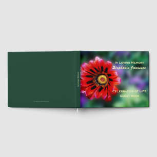 Vivid Red Flower Gazania, Celebration of Life Guest Book