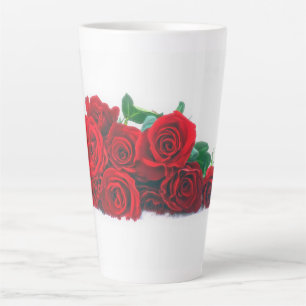 Vivid Red Roses Latte Mug