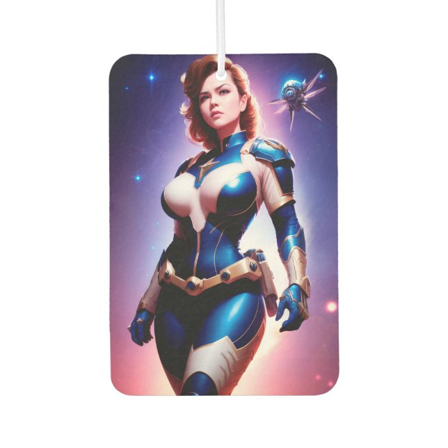 Vivid Retro 50's Female Sci Fi Space Ranger Air Freshener (Front)