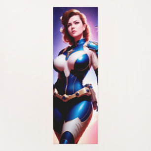 Vivid Retro 50's Female Sci Fi Space Ranger Yoga Mat