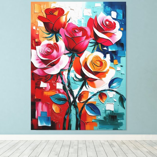 Vivid Rose Harmony Canvas Print (Insitu(Wood Floor))