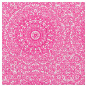 Vivid Rose Pink Mandala Pattern Fabric