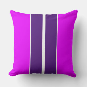 Vivid Royal Purple Magenta Pink Racing Stripes Throw Pillow