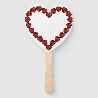 Vivid Ruby Heart Gemstone Design Hand Fan