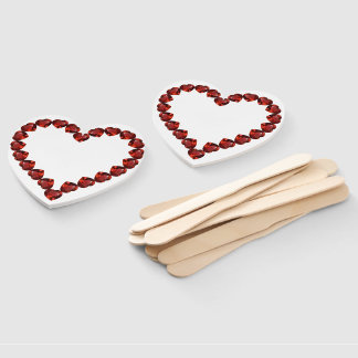 Vivid Ruby Heart Gemstone Design Hand Fan