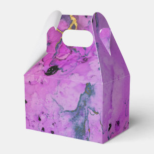 Vivid Shimmering Black and Purple Ink Splash Favor Box