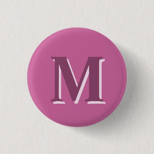 vivid solid pink monogram, 1 inch round button
