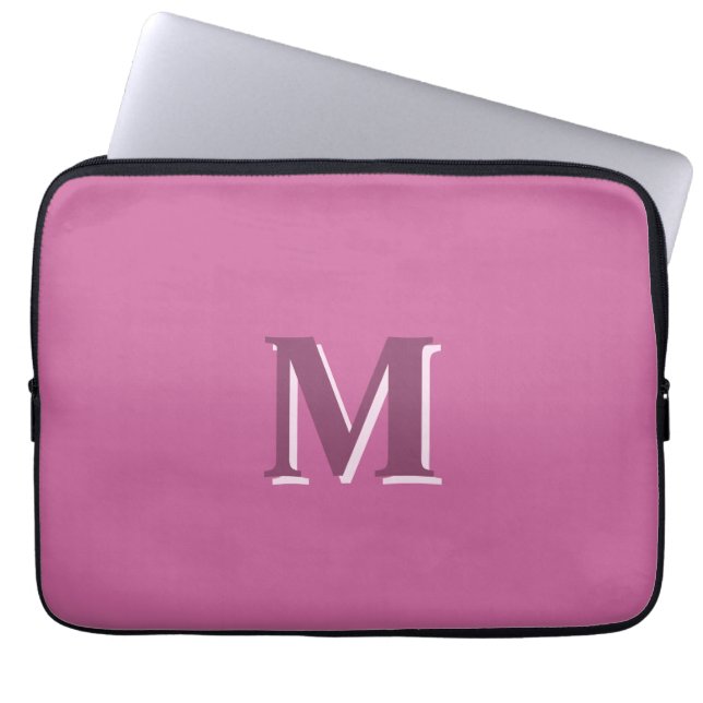 vivid solid pink monogram  laptop sleeve (Front)