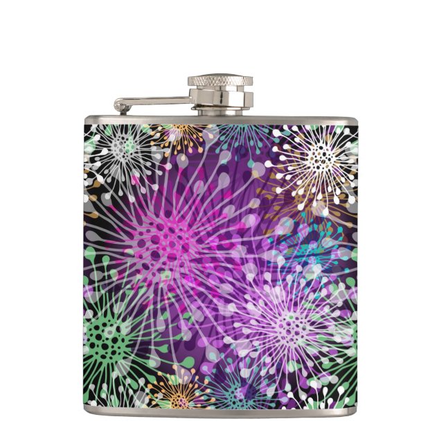 Vivid Spotty Pattern Hip Flask (Front)