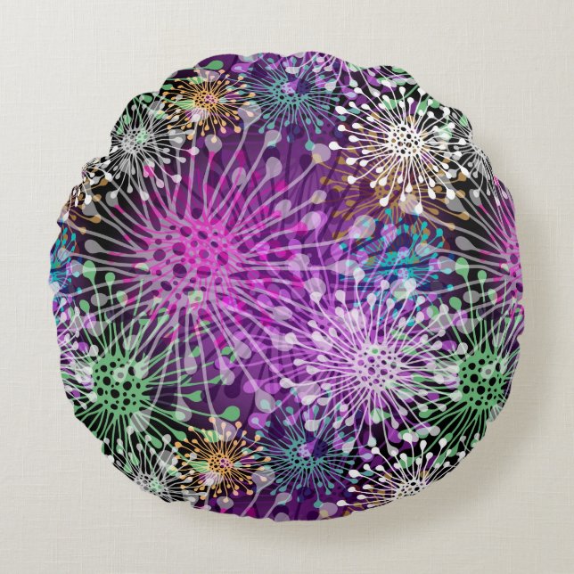 Vivid Spotty Pattern Round Pillow (Front)