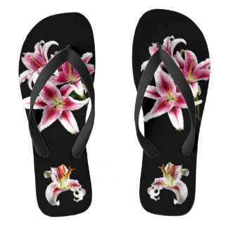 Vivid Stargazer Lily Photograph Flip Flops