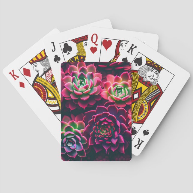 Vivid Succulents Playing Cards (Back)