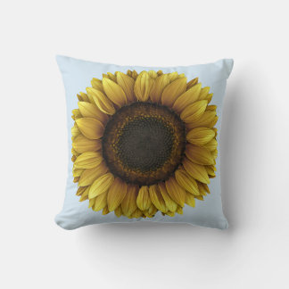 Vivid Sunflower Botanical Art Design Throw Pillow