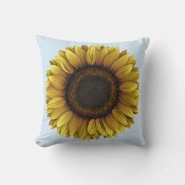Vivid Sunflower Botanical Art Design Throw Pillow (Front)