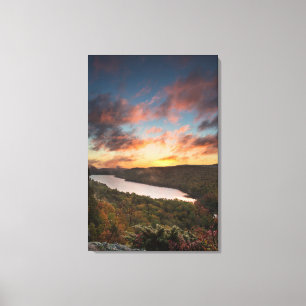 Vivid Sunrise Over Lake Of The Clouds In Autumn Canvas Print