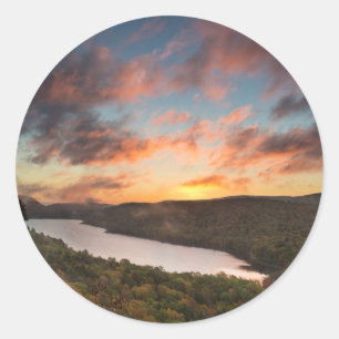 Vivid Sunrise Over Lake Of The Clouds In Autumn Classic Round Sticker