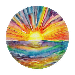 Vivid Sunset over the Water Reflection Cutting Board
