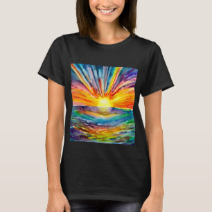 Vivid Sunset over the Water Reflection Digital Art T-Shirt