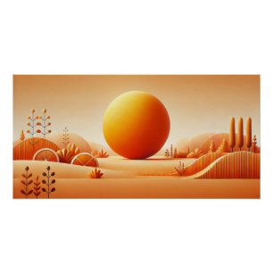 Vivid Tangerine Glow - Poster minimaliste d'art mu