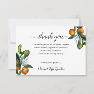 Vivid Tangerine Orange Wedding photo thank you