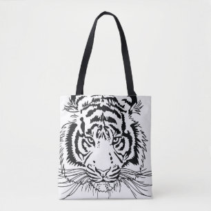 Vivid tiger: majestic wildlife illustration. tote bag