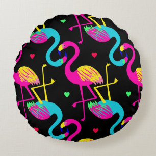 Vivid tropical, exotic hawaiian seamless pattern w round pillow