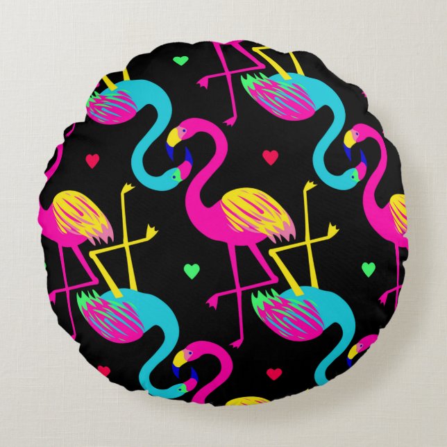 Vivid tropical, exotic hawaiian seamless pattern w round pillow (Front)